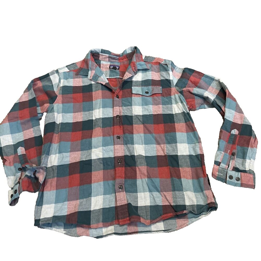 Patagonia Lightweight Fjord Flannel Shirt 54020 L Plaid Organic Cotton Work
